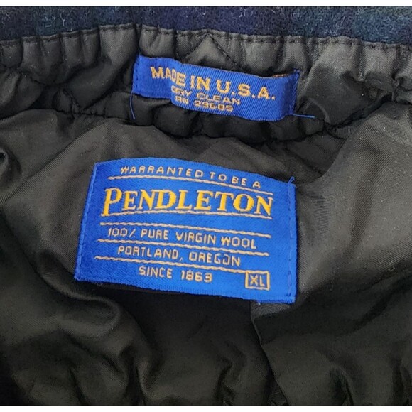 Pendleton Button Up Flannel Shirt Shacket Youth Sz XL 100% Wool USA Plaid Blue - Picture 2 of 8